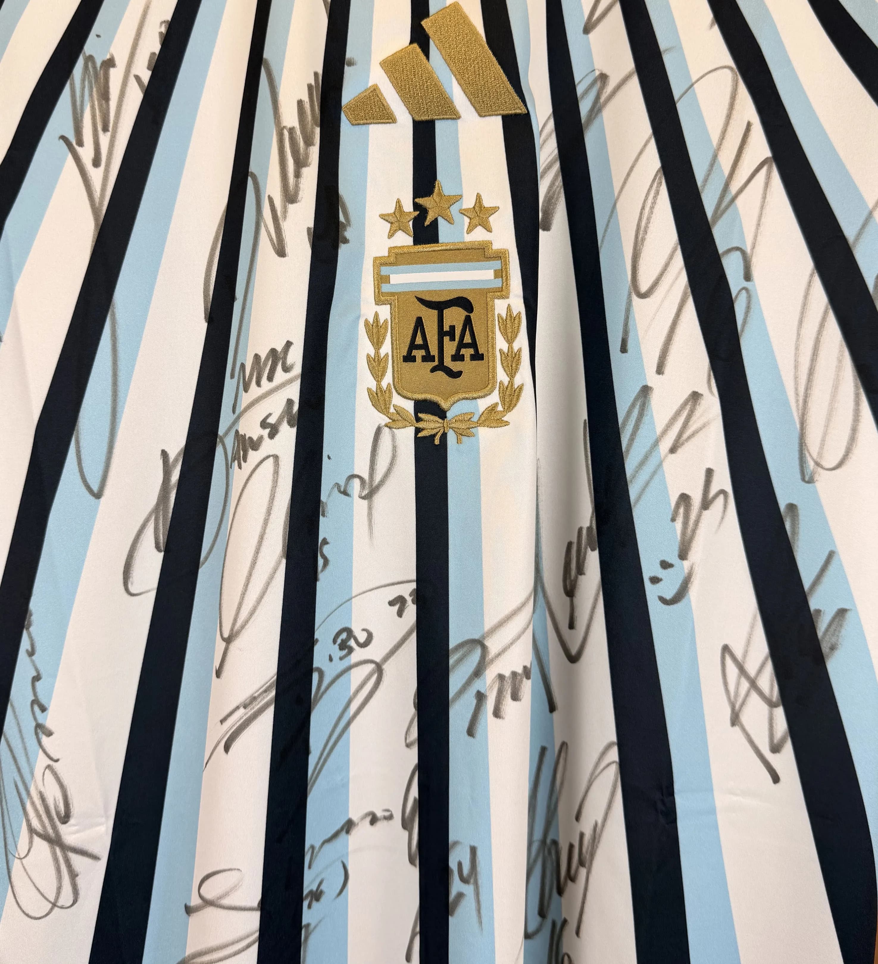 announcements/5b435ac9-c93f-4c89-a7e6-a5177da0debf/1785345104523-Camisa-Argentina-Aquecimento-Copa-2026-Autografada-Elenco-Messi-Detalhe.webp