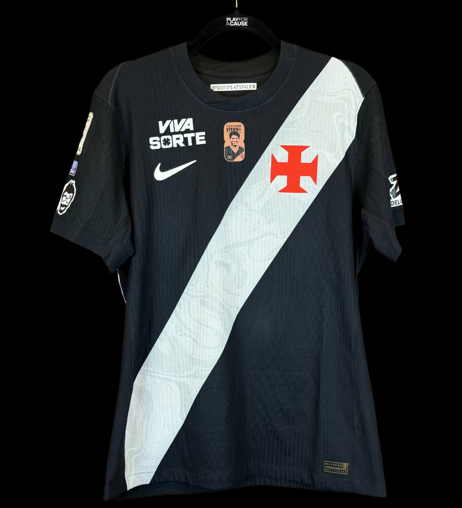 Camiseta del Club de Regatas Vasco da Gama – Thiago Mendes #23 – Vasco vs. Bragantino – Brasileirão 2026 – Parche "Geovani Eterno" – Utilizada en Partido — imagem 1 de 5