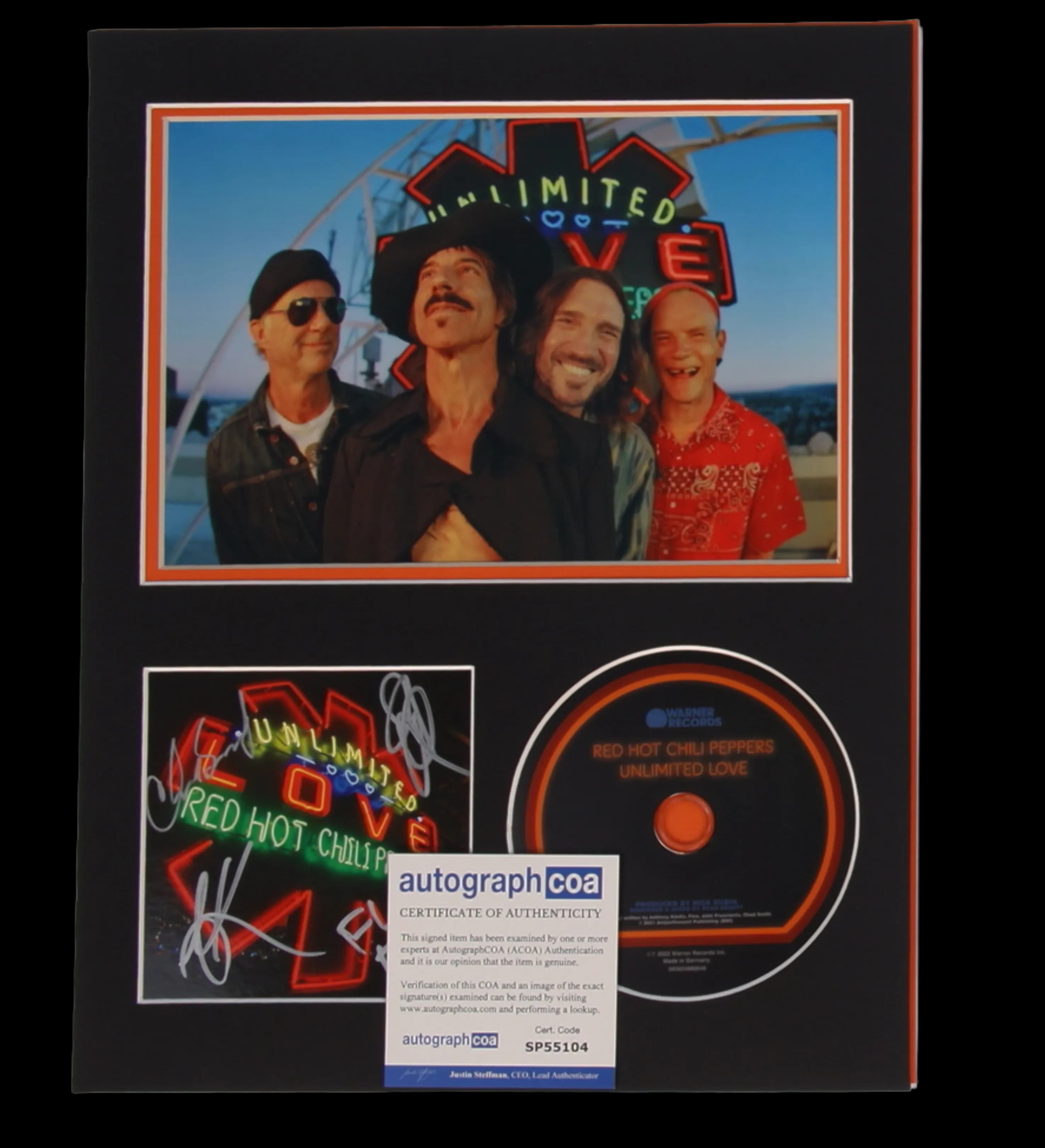 announcements/f4b40acd-bdd9-49e8-b56d-6bd9f72d14e1/1785361466775-Quadro-Emoldurado-CD-Red-Hot-Chili-Peppers-Unlimited-Love-Autografado-Flea-Anthony-Kiedis.webp